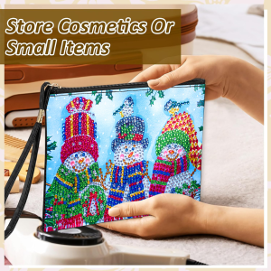 1 Piece Diamond Painted Set Clutch Christmas Pattern PU Leather Material Used for Travel Carrying Christmas Gift