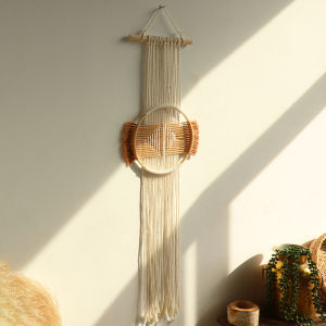 Macrame Wall Hanging Boho Wall Decor Handmade Brown Round Wall Art for Home Bedroom Apartment Dorm Room Christmas Decoration