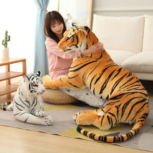 ยักษ์ชีวิตจริง Tiger Plush ของเล่นตุ๊กตาสัตว์ป่าจําลองสีขาว Tiger Jaguar ตุ๊กตาเด็กเด็กของขวัญวันเกิดตกแต่ง