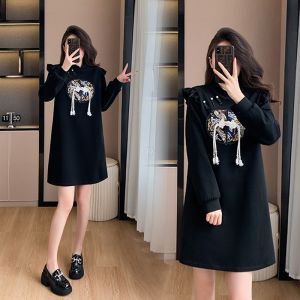 Elegant Chinese Style Loose Fit Embroidered Dress Womens High Design Sensation Chic Versatile Little Black Dress
