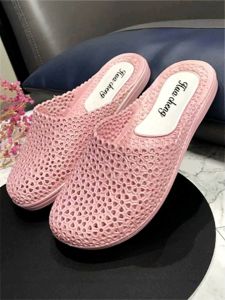New Roman Style Womens Slippers Home Anti-Slip Fashion Thin Bottom Comfortable Hollow out Flat Bottom Half Cover Head Sandals