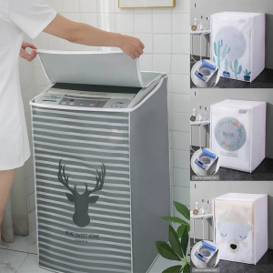 Quivlox PEVA Washing Machine Cover Roller Top Dust Protection Cover Waterproof Case Front Loading Washing Machine Cover