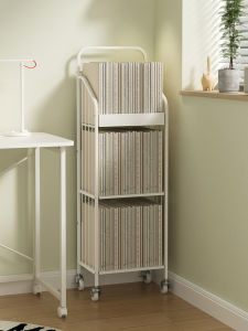 Mobile Iron Art Bookshelf with Wheels Living Room Storage Rack Childrens Desk Side Book Holder Simple Modern Style Sofa Side Table