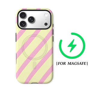 Potdemiel | Pastel Diagonal Stripe Phone Case for iPhone 17/16E/16/15/14/13/12/11/18 pro Max plus Double-layer Back Cover Compatible with Mu
