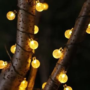 Solar Bubble Ball String Lights 5M 7M 12M 20/50/100LED Outdoor Garden Fairy Lights Multicolor Pink Blue Warm Purple Patio Decor