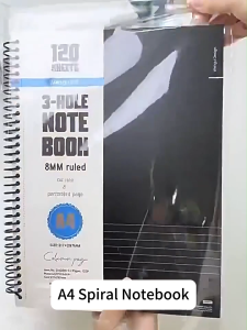 A4 Spiral Notebook Tearable Thread Notepad 120Sheets Coil Design with Separator Page for School Writing Supplies