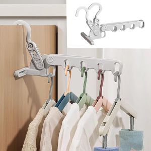 2PCS Foldable Travel Hanger Portable 5 Holes Clothes Drying Rack for Home Use Hotels Dormitories Universal Hook Clothing Rack
