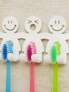 Kệ Đựng Bàn Chải Đánh Răng Mặt Cười Treo Tường Trong Phòng Tắm Hình Hoạt Hình Dễ Thương Không Cần Đục Lỗ Kệ Đựng Đồ Dùng Vệ Sinh Cá Nhân Kiểu Hàn Quốc