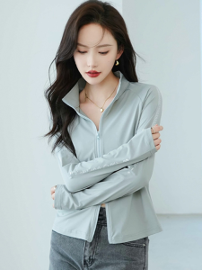 Ice Silk Long Sleeve Sun Protection Clothing Outdoor Sports Stand Collar Lightweight Outerwear for Women Summer New Arrival
