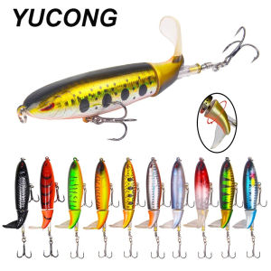 YUCONG Topwater Mồi Câu Cá 13g-35g Whopper Popper Mồi Cứng Với Đuôi Xoay Mềm 10 Màu Có Sẵn Để Câu Cá Sông Đại Dương Hồ