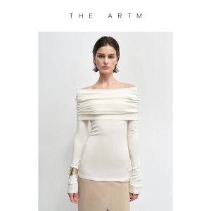 THE ARTM | One-shoulder Modal Cashmere Wool Blend Womens Knit T-shirt