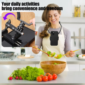 ที่วางโทรศัพท์ห้อยคอแบบหมุนได้อเนกประสงค์ระดับ360องศาใช้ได้ทั่วโลกพกพาได้ทั้งคอปกเสื้อถ่ายภาพและใช้ชีวิตแบบแขวนสำหรับวางโทรศัพท์มือถือไม่มีที่ยึดสำหรับถ่ายรูป