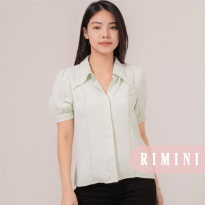 RIMINI - Atasan Wanita Kemeja Formal Lengan Pendek Flowy XS-XXXL - Neta Top 85732