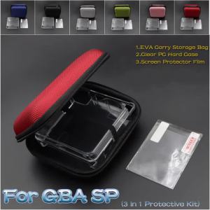 3 in 1 Protective Kit For GBA SP Game Console Carrying Pouch Travel Case Bag+Clear Protective Shell & Screen Protector Film