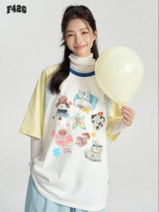 F426 | Scribble Patterned Loose T-shirt