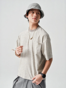 Comfortable Retro Striped T-shirt Cotton