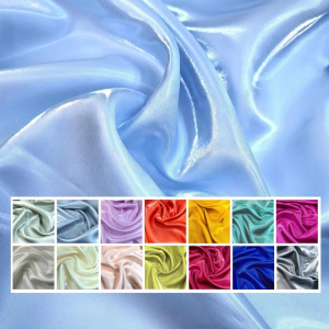 Blue liquid glossy satin crisp reflective fabric sewn party dress pants jacket handmade DIY designer fabric