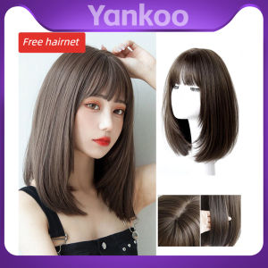 Thời Trang Tóc Giả Thẳng Cho dài vừa phải cho nữ tóc giả tóc Với Bang Nữ kín đầu Bìa Xương Đòn Tóc Giả