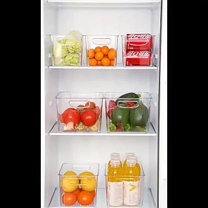 Clear Rectangle Acrylic Material Plastic Storage Box for Kitchen Fridge Freezer-TY-9047