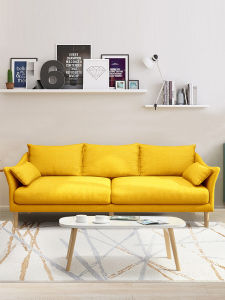 Nordic Fabric Sofa Small Apartment Ins Style Living Room Simple Modern Three-Person Four-Person Straight Row Detachable Washable Sofa