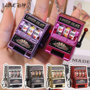 Mini Fruit Machine Keychain Game Winning Best Friend Gift Key Holder Coin Games Console Creative Slot Casino Model Jewelry DIY Accessories