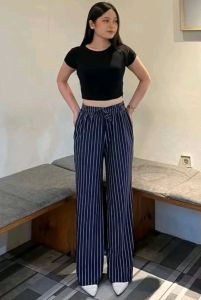 Everyday Pants - Stripe Pants Bangkok - Celana Panjang Wanita Baggy Kantor Kuliah