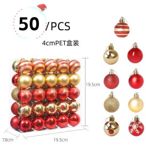 50pcs Merry Christmas Electroplated Balls Pendant Decoration Home Happy New Year Xmas Celebration Party Decoration DIY Supplies