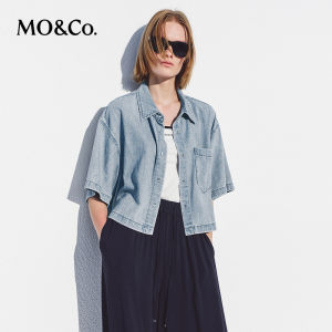 MO&Co. | Lightweight Tencel Cotton Shirt Light Blue Box Short
