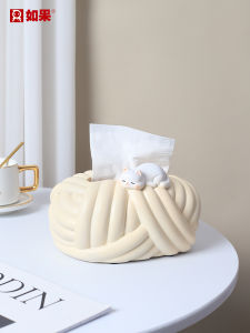 Cream Style Tissue Box Cute Kitten Creative Home Decoration Decoration Living Room Coffee Table Dining Table Storage Paper Extraction Box