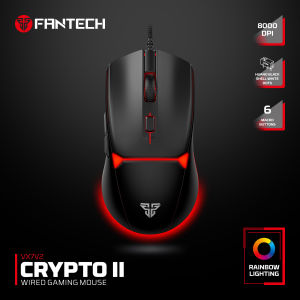 New Fantech CRYPTO II VX7V2 / VX7 Versi 2 Wired Gaming Mouse Macro 8000 DPI 6 Macro Button Programable RGB Rainbow Lighting Effect Garansi Resmi 1 Tahun