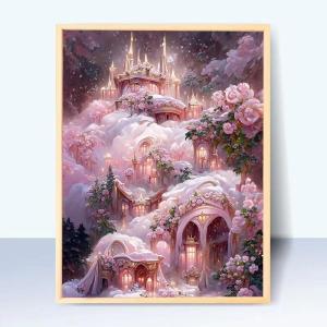 Diamond Painting Dream Castle Landscape with Frame Handmade DIY Stone Diamond Stick Cross Stitch Living Room Creative DIY Stick