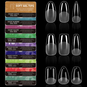 550Pcs Transparent Acrylic Fake Nails Full Half Cover Nail Tips Handmade Press On Nails 9 Styles Soft Gel Tips For Nail DIY