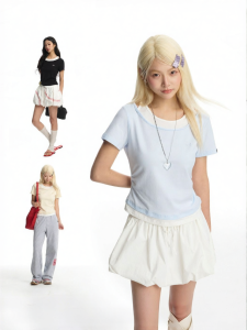 dangerouspeople | Spliced Faux Two-Piece Sweet and Cool Women T-Shirt