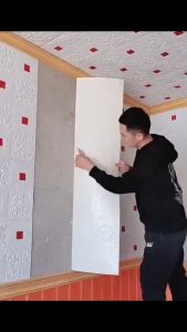 wallpaper dinding 3D foam motif batik anti air dan tahan panas