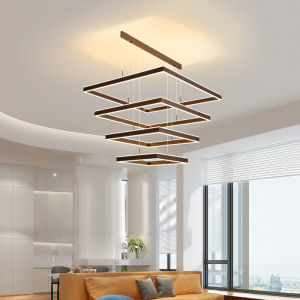 LANTU 4 Layers Square Nordic Style Duplex House Living Room Ceiling Chandelier High-End Villa Loft Apartment Bedroom Dining Room Circular Pendant Lamp