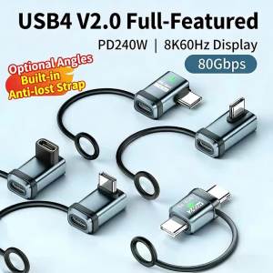 NNBILI USB4 V2.0 Loại C 90 Độ Bộ Chuyển Đổi 120Gbps 240W 5A Sạc Nhanh Dữ Liệu Bộ Chuyển ĐổiOTG Cho MacBook Laptop Phablet 16K 60Hz