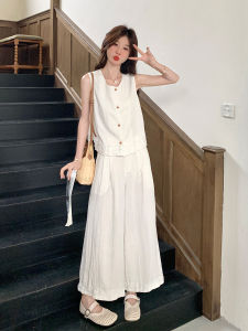 YINLUOYA | Stunning Summer Outfit Korean Style Small Size Set New 2025 Linen Wide Leg Pants Two Piece Set Women Breathable Comfortable Lightweight Casual Style