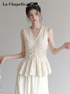La Chapelle | V-Neck Lace Hollow-out Sleeveless Top