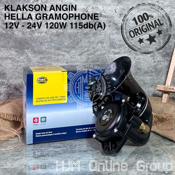 KLAKSON ANGIN HELLA AIR HORN GRAMOPHONE TRUCK SCANIA VOLVO 12V - 24V ORIGINAL