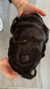 Full PU 100% Human Hair Mens Toupee Fashion And Handsome Style Hair Piece Breathable Net Hair Replacement Natural Color Short Hair Wig For Men