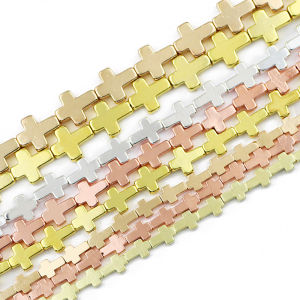 Hoa Hồng Vàng Thánh Giá Chúa Giêsu Hematite Hạt Đá Tự Nhiên 6/8/10MM Charm Miếng Đệm Cho Tự Làm Vòng Tay Vòng Cổ Trang Sức Làm