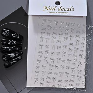 1 Miếng Dán Trang Trí Móng Tay Hình Nơ Kim Loại 3D Màu Bạc Dán Tự Nhiên Kiểu Y2K Dùng Trang Trí Móng Tay Phụ Kiện Làm Móng Tinh Tế