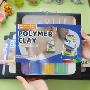 Non-Toxic Non-Sticky Polymer Clay Earring Kit Art DIY Oven Bake Modeling Polymer Clay Modeling Clay Oven Bake Molding Clay Kit DIY Starter Kits with Sculpting Tools and Accessories