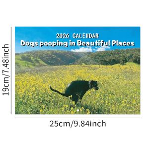 1/2 PCS Pooping Dog Calendar 2026 Large Monthly Grid Planning With Important Note Space Funny Gifs For Dogs Lovers Home Decora