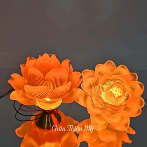 Hoa Sen Lưu Ly Có Sẵn LED Để Trên Lư Đồng CHÂN THIỆN MỸ Trang Trí Bàn Thờ Trang Trí Nhà Cửa