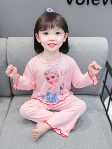 ชุดนอนผ้าไหมน้ำแข็งสำหรับเด็กผู้หญิง ชุดนอนฤดูใบไม้ผลิและฤดูร้อนบางๆ สำหรับเด็กผู้หญิง เสื้อผ้าเด็ก Tagkita ลายการ์ตูน