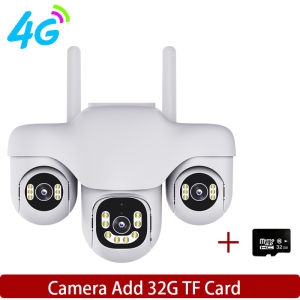 12MP Triple Lens PTZs Camera Security Outdoor 4G Home Video Surveillance Support Humanoid Tracking IP66 Waterproof CCTV Cameras