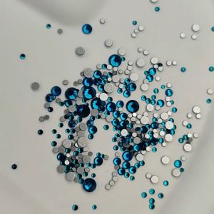 1440pcs Nail Charm Accessories Rhinestone manik manik Diamond Crystal Nail Acc Mutiara Belah Metalik Silver