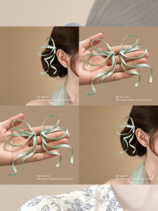 NING ZHOU | Elegant Gravity-defying Green Bow Side Clip for Forehead and Bangs