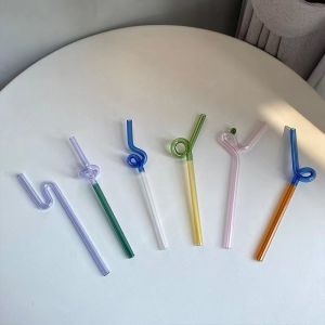 High Aesthetic High Borosilicate Glass Straw Heat Resistant Non-Durable Coffee Stirrer Non-Disposable Summer Fruit Juice Straw